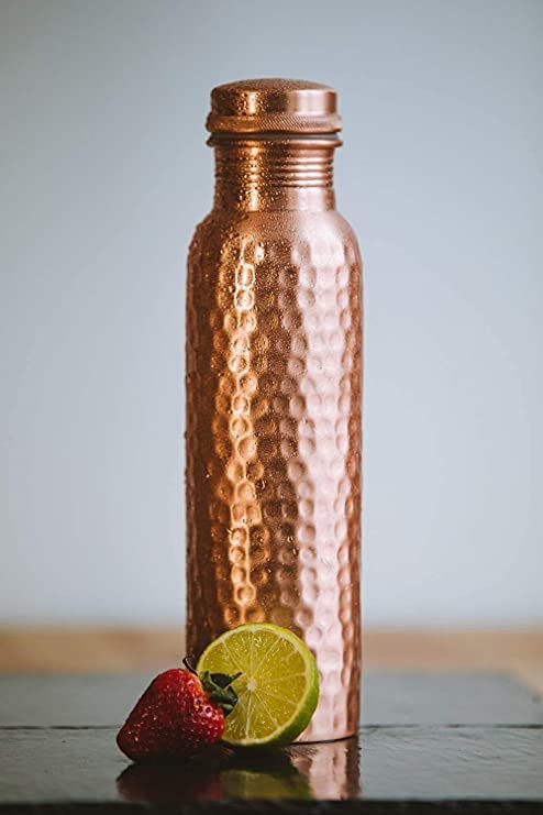 Hammered copper water bottle 1 litre copper water bottle with hammered design
