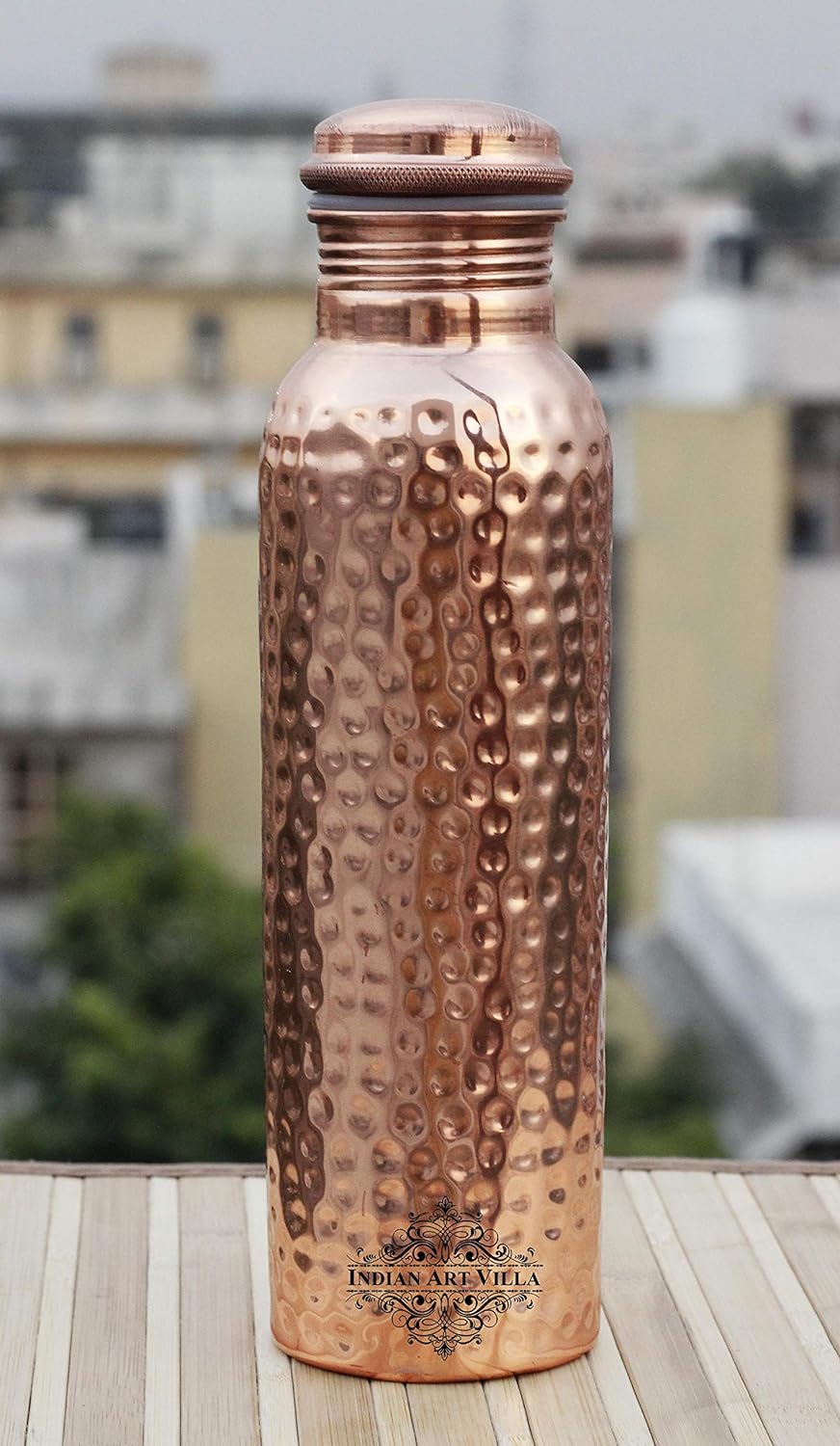 Hammered copper water bottle 1 litre copper water bottle with hammered design