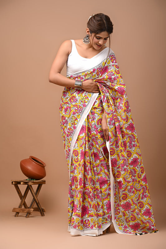 Elegant traditional print cotton sarww