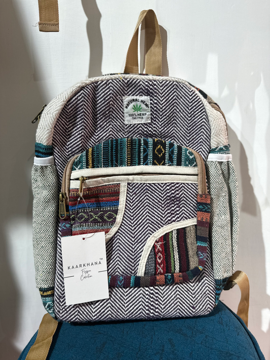 Pouchful Hemp & cotton 15 inch backpack( lightgray )