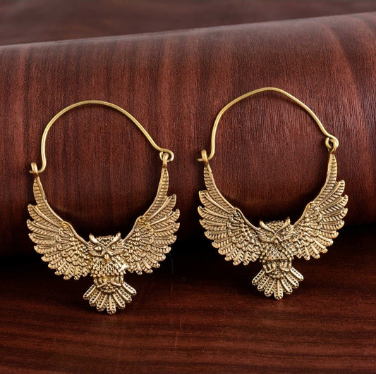 Gold & Silver Owl Earring hand made