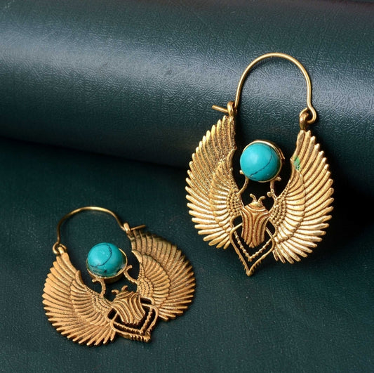 Turquoise scarab earrings